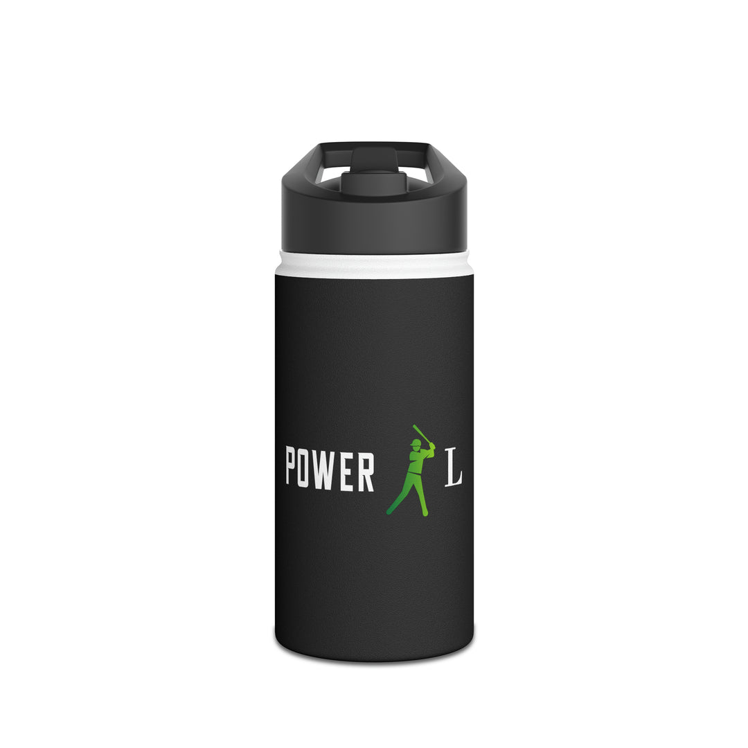 POWER L - Stainless Steel Water Bottle, Standard Lid BLACK (HORIZONTAL LOGO)