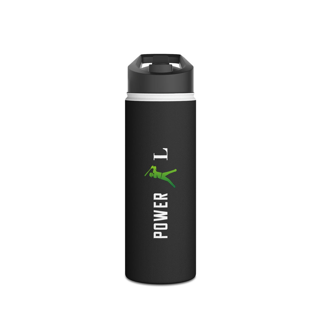 POWER L - Stainless Steel Water Bottle, Standard Lid BLACK (VERTICAL LOGO)