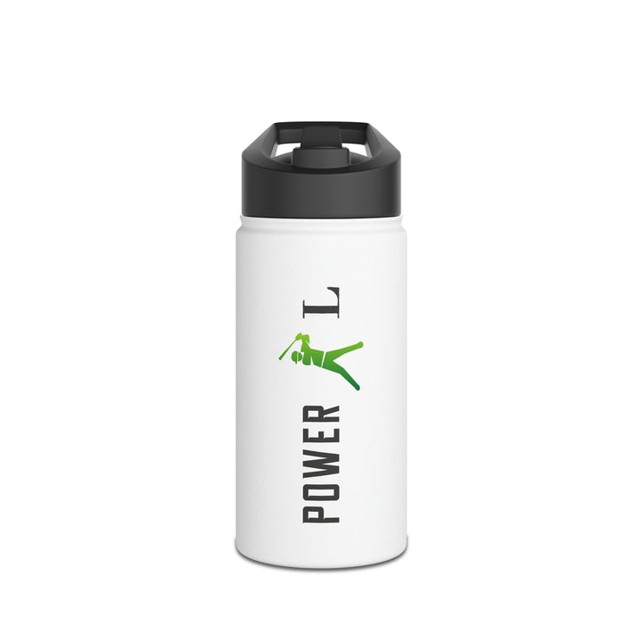 POWER L - Stainless Steel Water Bottle, Standard Lid WHITE (VERTICAL LOGO)