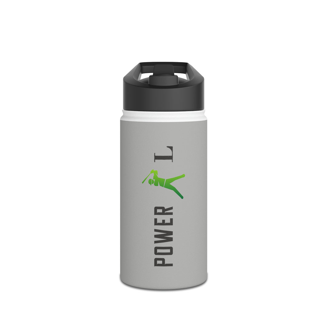 POWER L - Stainless Steel Water Bottle, Standard Lid GREY (VERTICAL LOGO)