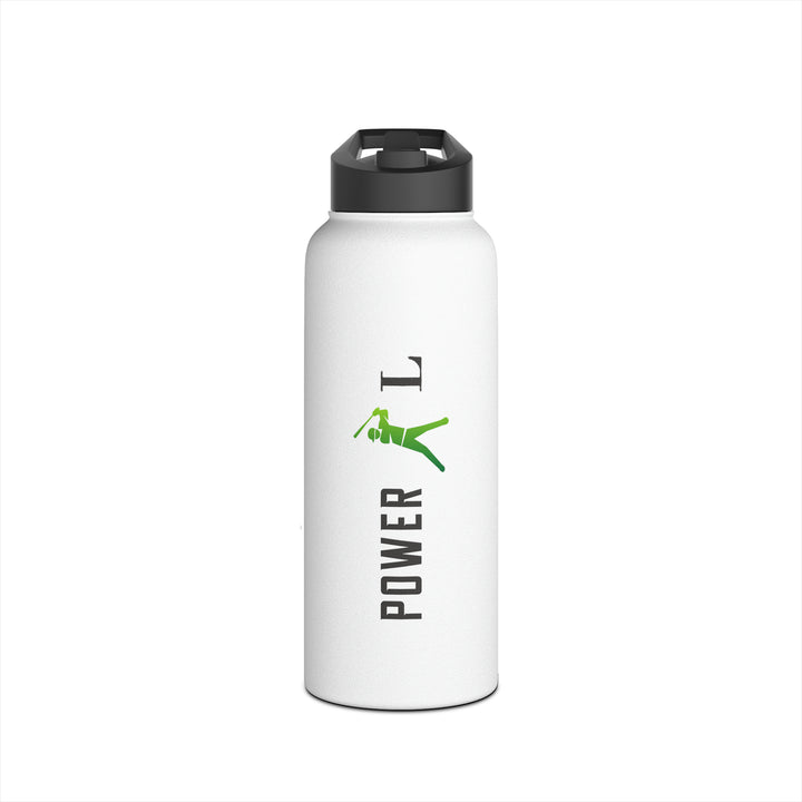 POWER L - Stainless Steel Water Bottle, Standard Lid WHITE (VERTICAL LOGO)