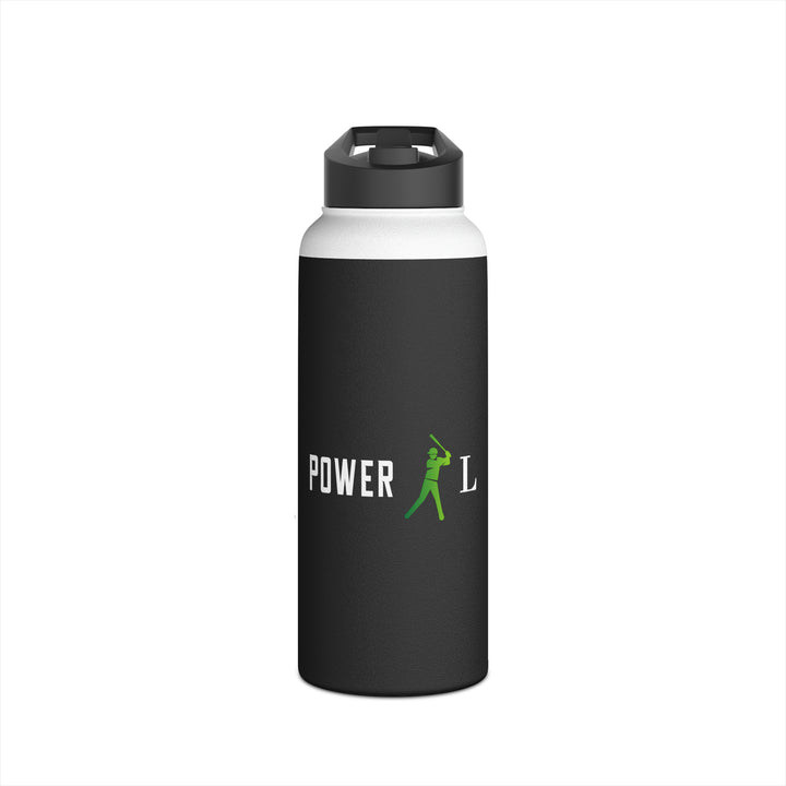 POWER L - Stainless Steel Water Bottle, Standard Lid BLACK (HORIZONTAL LOGO)