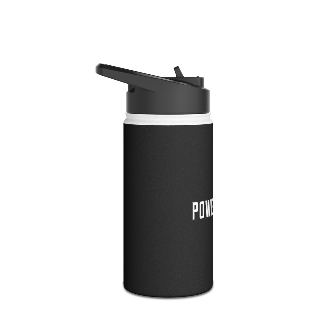 POWER L - Stainless Steel Water Bottle, Standard Lid BLACK (HORIZONTAL LOGO)