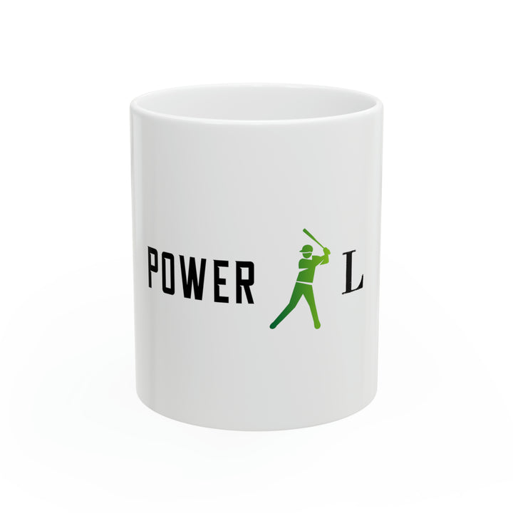 POWER L Ceramic Mug, 11oz  - WHITE