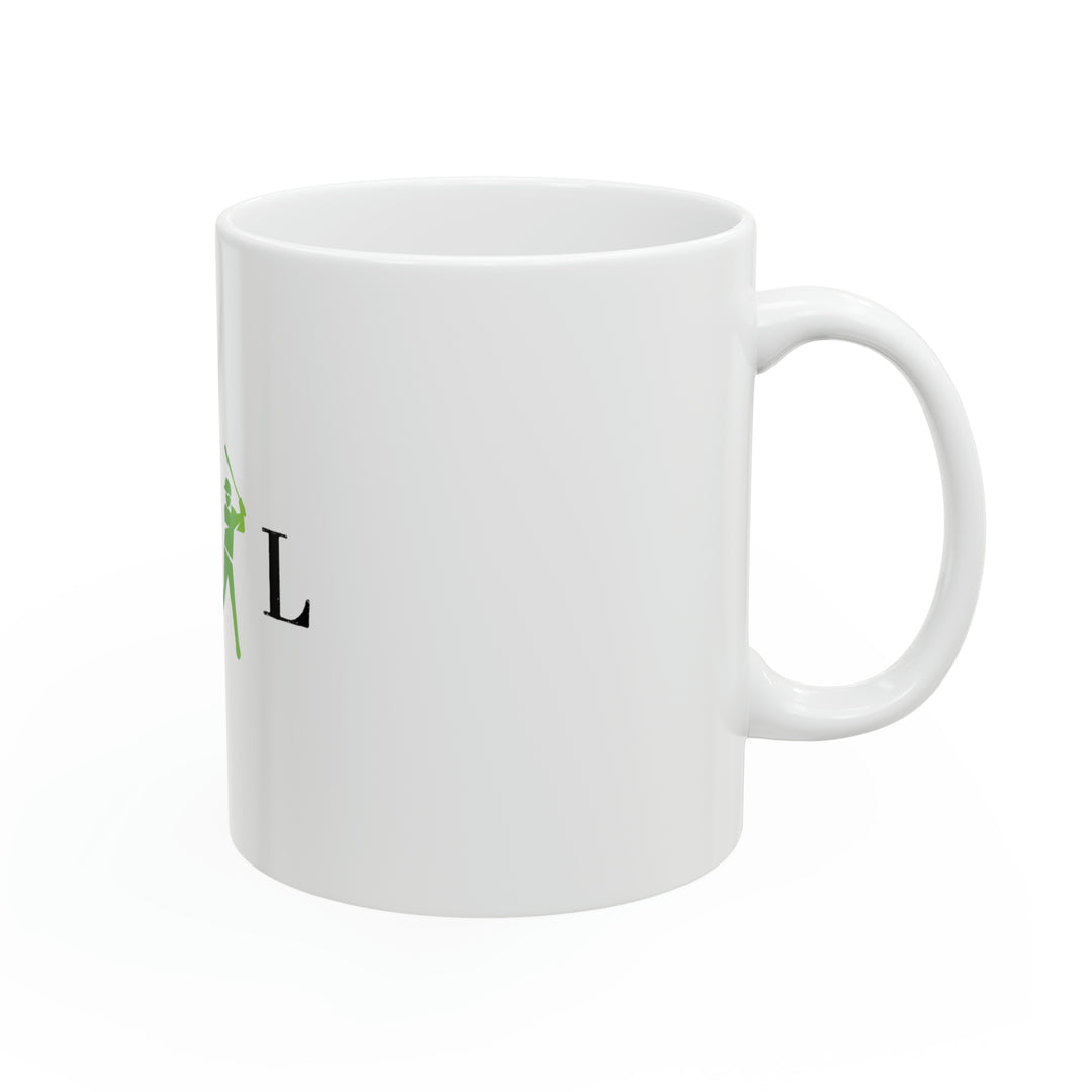 POWER L Ceramic Mug, 11oz  - WHITE