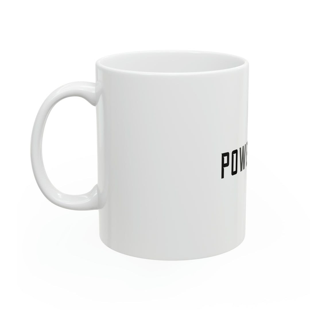 POWER L Ceramic Mug, 11oz  - WHITE