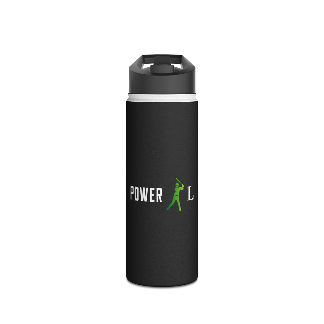 POWER L - Stainless Steel Water Bottle, Standard Lid BLACK (HORIZONTAL LOGO)