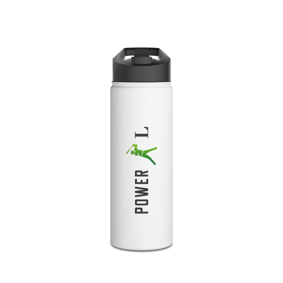 POWER L - Stainless Steel Water Bottle, Standard Lid WHITE (VERTICAL LOGO)