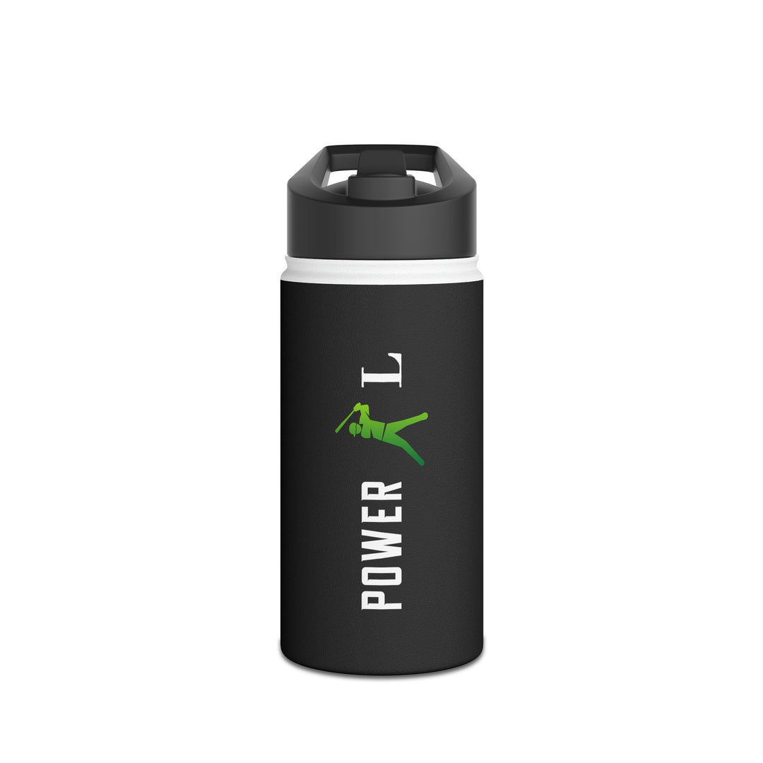 POWER L - Stainless Steel Water Bottle, Standard Lid BLACK (VERTICAL LOGO)