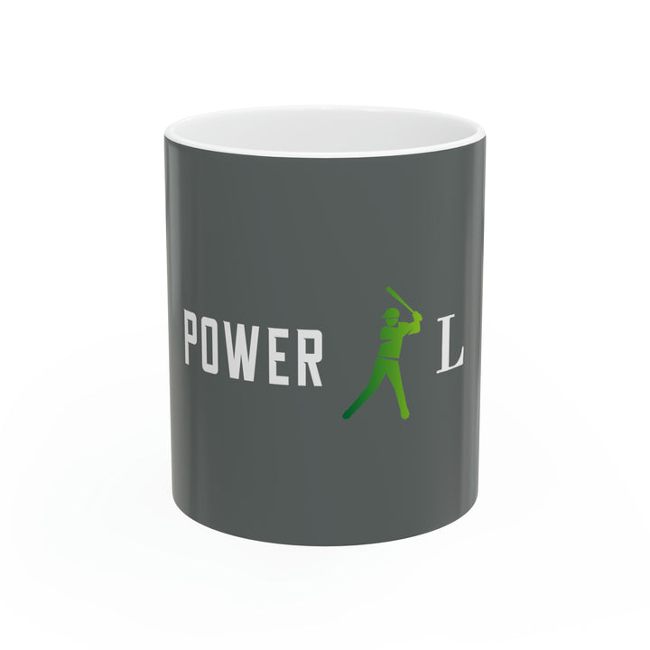 POWER L Ceramic Mug, 11oz  - GREY